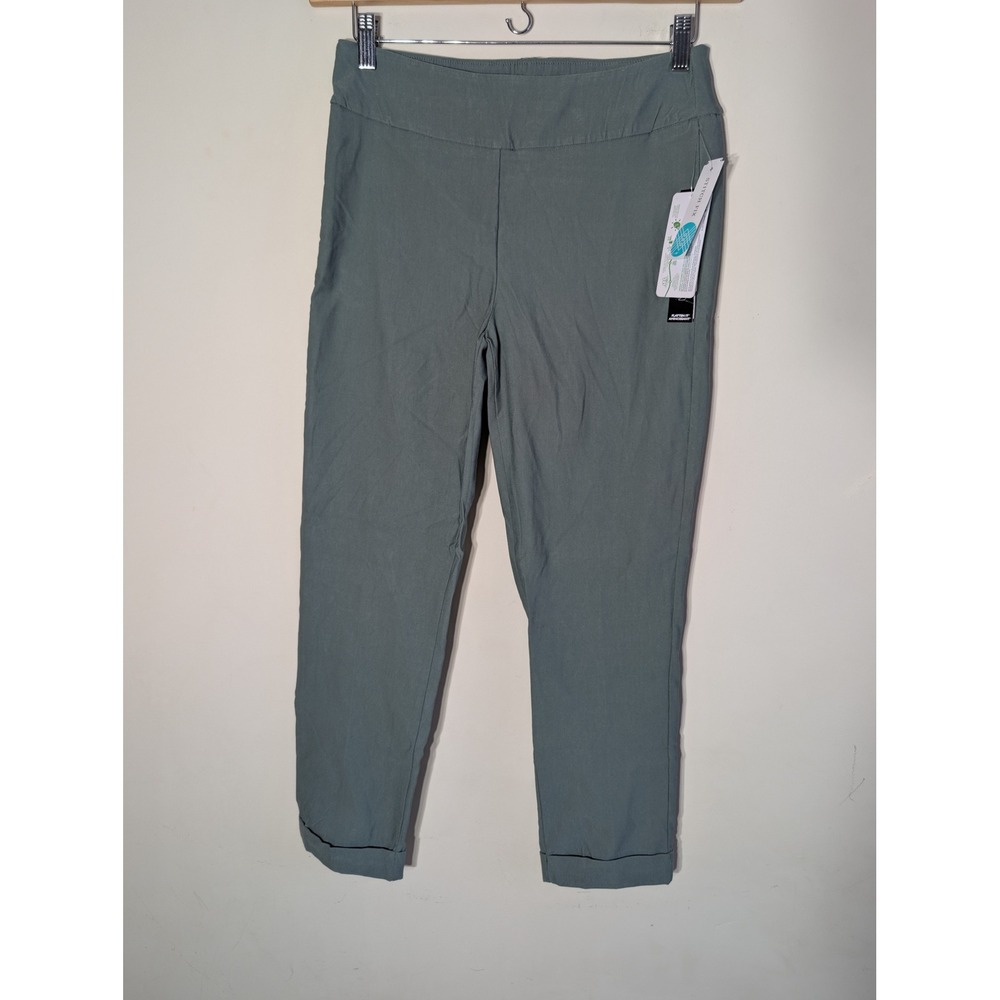 Tribal Fia Eco Straight Leg Cuffed Pull on Pants Womens Sz 8 Light Green Cropped